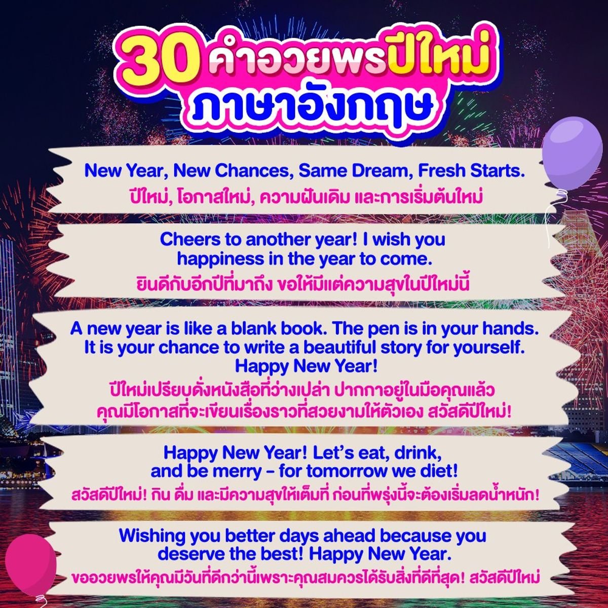 อัปเดตคำศัพท์ภาษาอังกฤษเกี่ยวกับวันปีใหม่ ไว้ใช้อวยพรเพื่อนเก๋ๆ